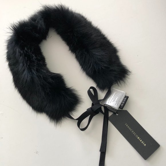 FrancescoBiasia Accessories - FRANCESCOBIASIA Genuine Rabbit Fur Tie Collar NWT